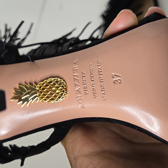 Aquazzurra Wild Fringe Black suede sandals - Picture 10 of 11